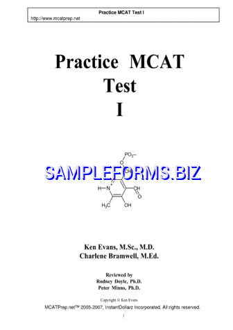 MCAT Sample Questions Template 1 pdf free